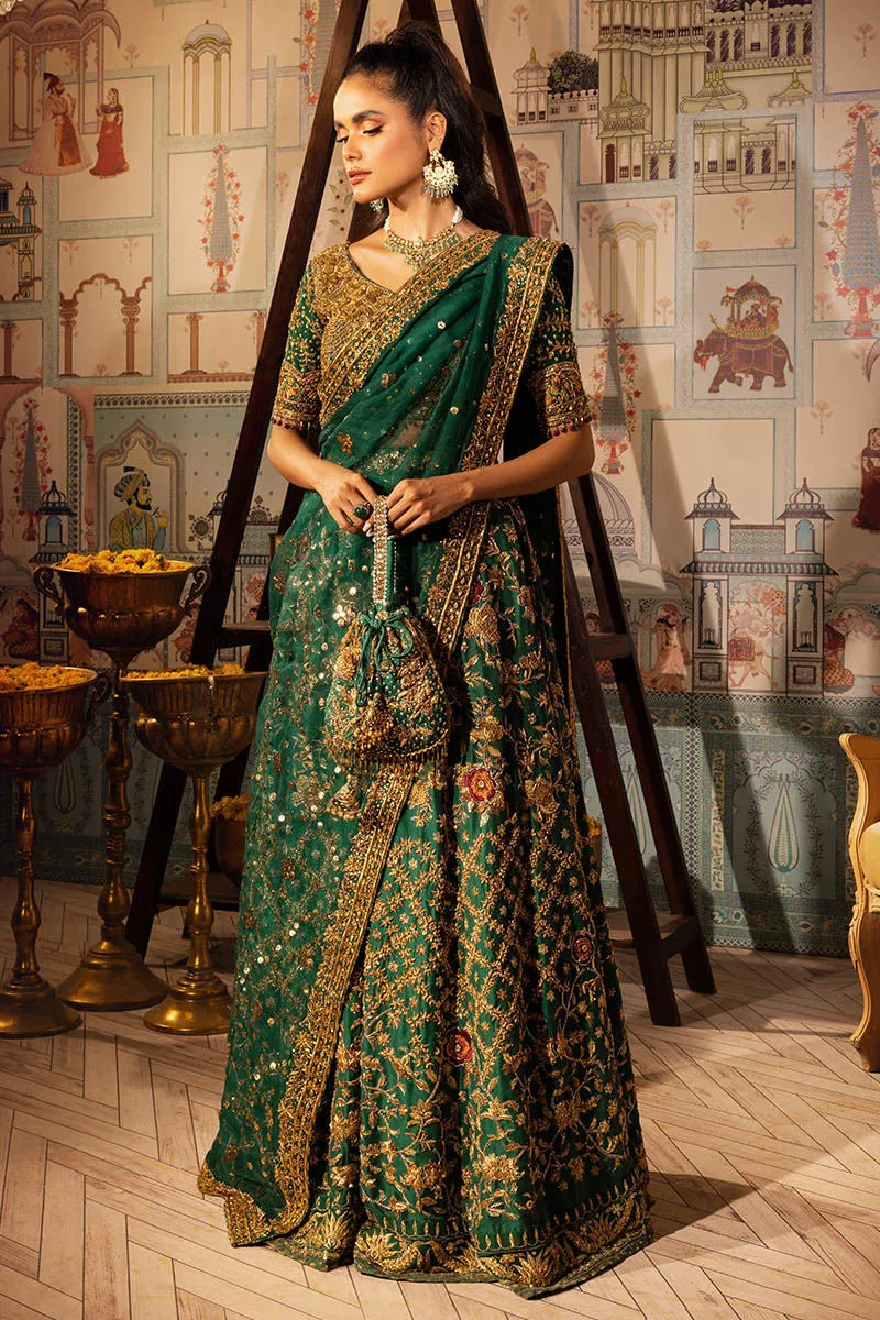 Emerald Green Lehenga Choli Pakistani Mehndi Dresses