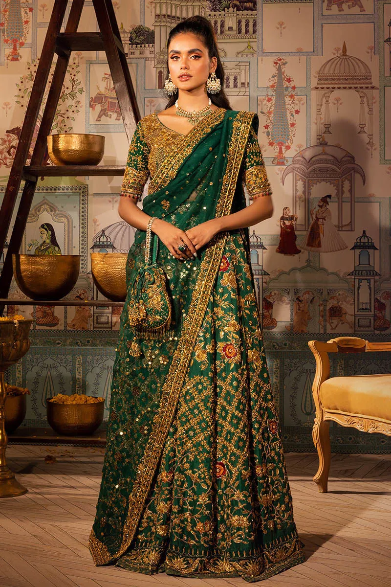 Emerald Green Lehenga Choli Pakistani Mehndi Dresses