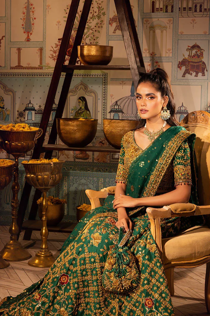 Emerald Green Lehenga Choli Pakistani Mehndi Dresses