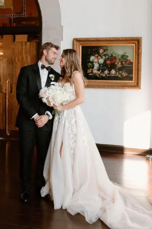 Fairy A Line Sweetheart Tulle Wedding Dresses with Appliques
