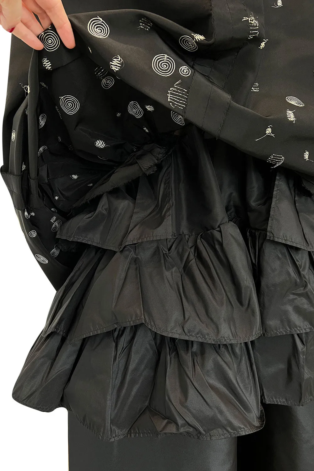 Fall 1979 Yves Saint Laurent Unlabled Haute Couture Black Silk Dress w Sequin & Rhinestone Detailing