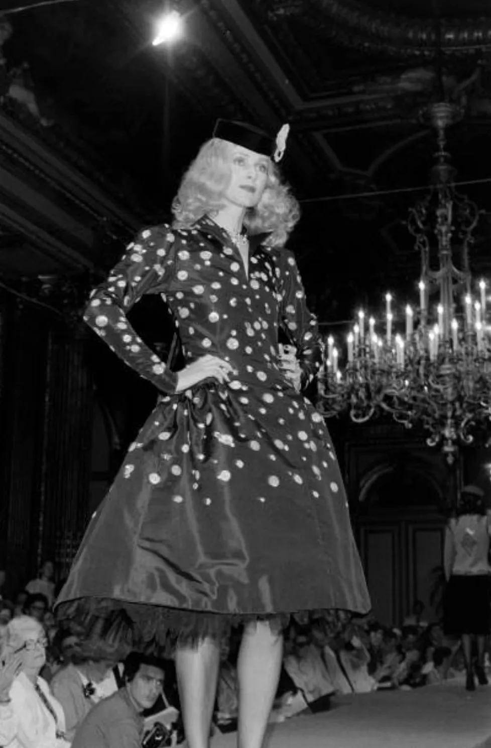 Fall 1979 Yves Saint Laurent Unlabled Haute Couture Black Silk Dress w Sequin & Rhinestone Detailing