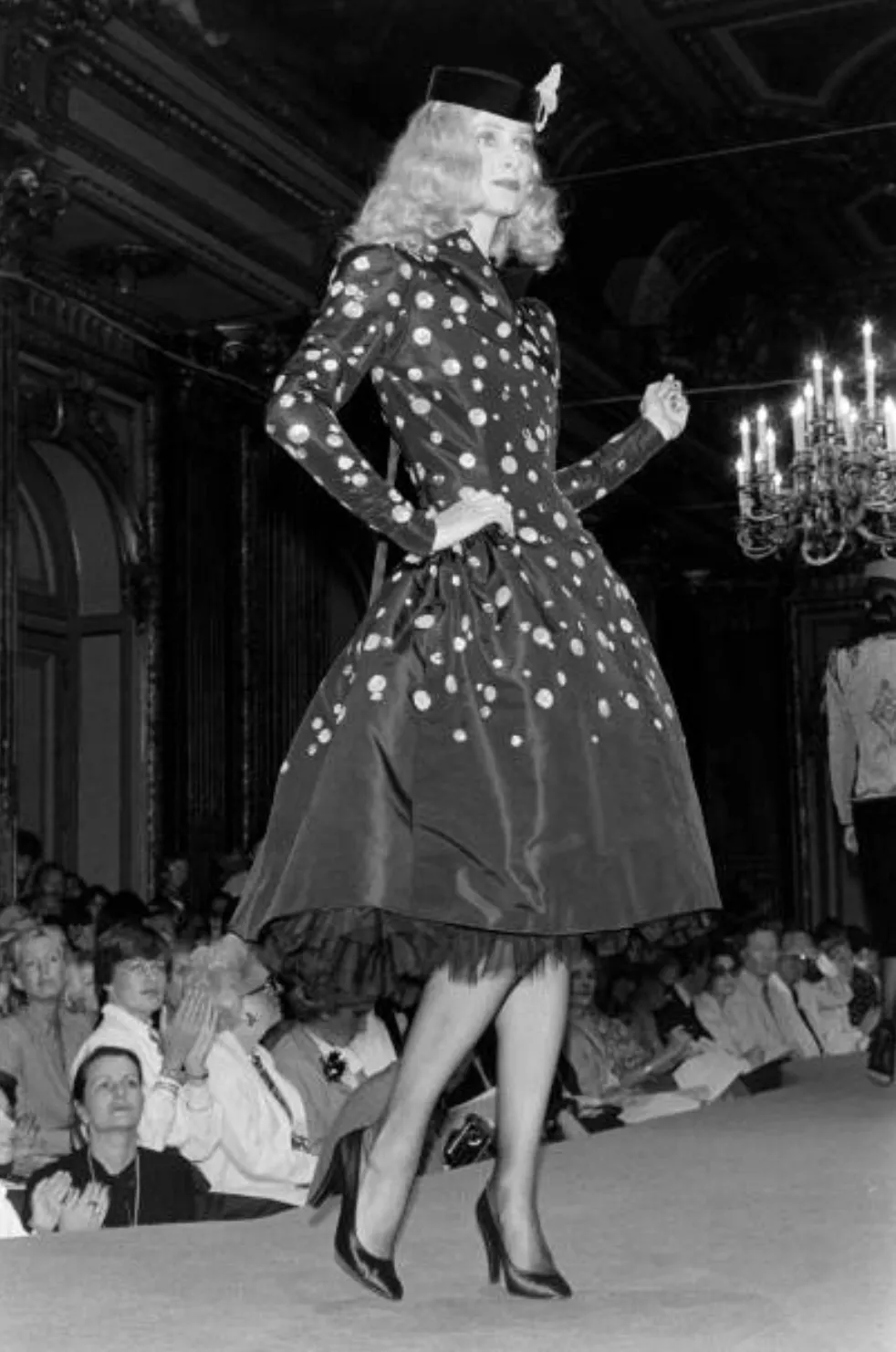Fall 1979 Yves Saint Laurent Unlabled Haute Couture Black Silk Dress w Sequin & Rhinestone Detailing