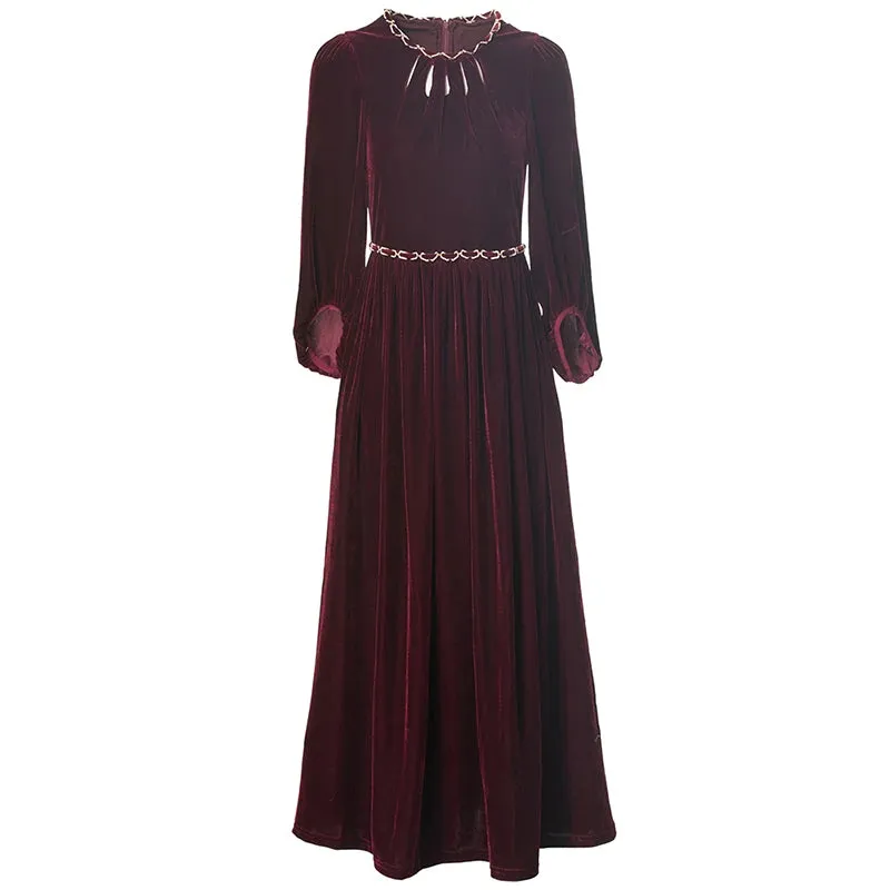 Fallon  Sleeve Chain Vintage Party Velvet Dress
