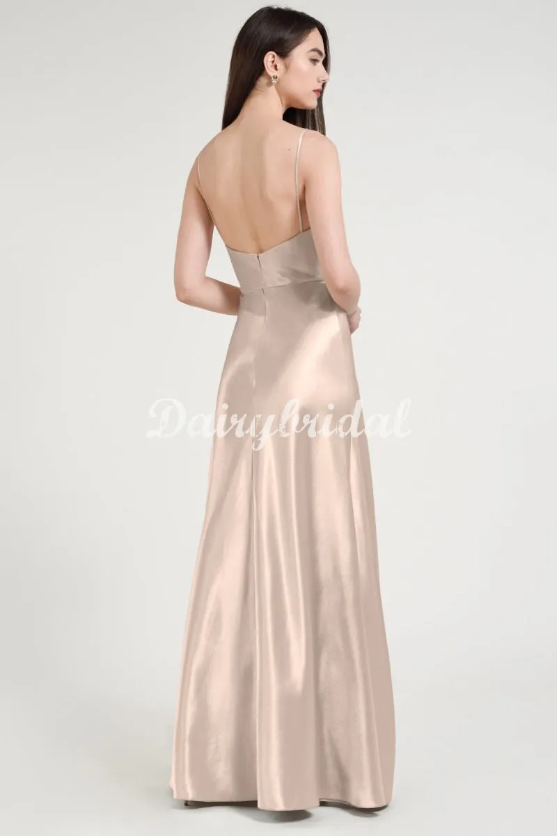 Fashion Mermaid Spaghetti Straps Sexy Slit Long Bridesmaid Dress, FC5132