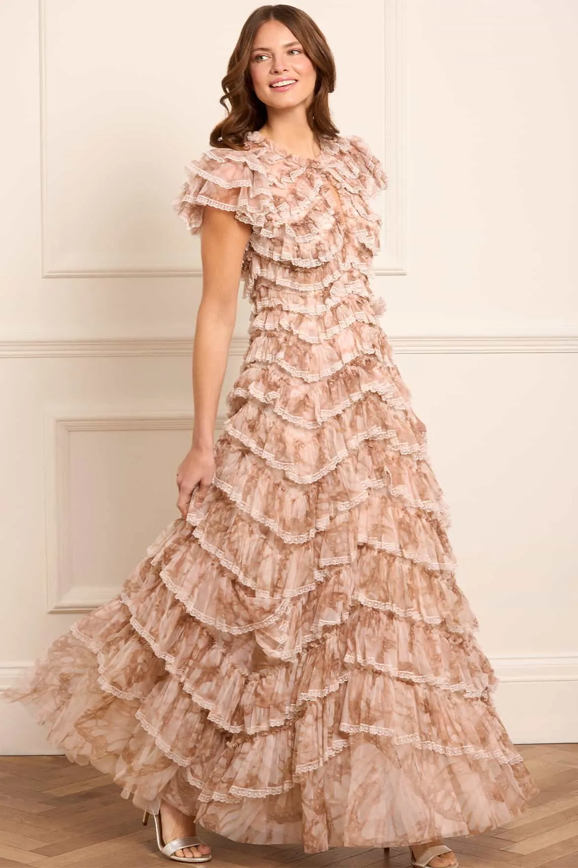 Flutter Ruffle Lace Gown