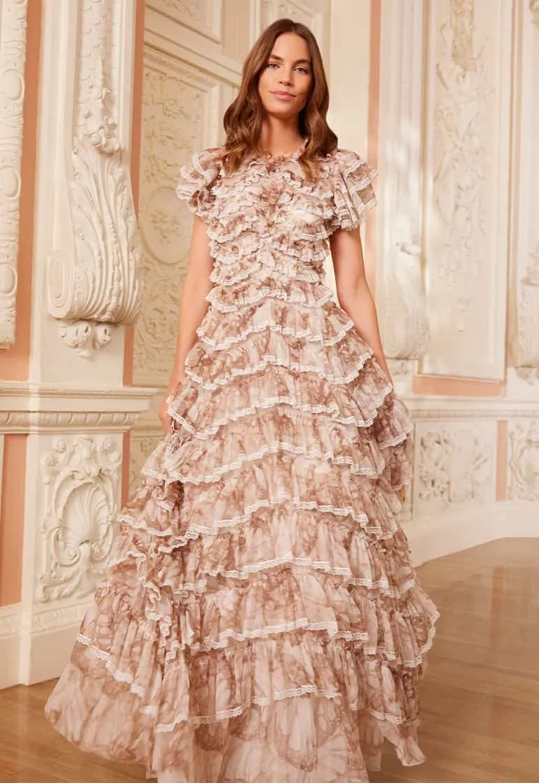 Flutter Ruffle Lace Gown