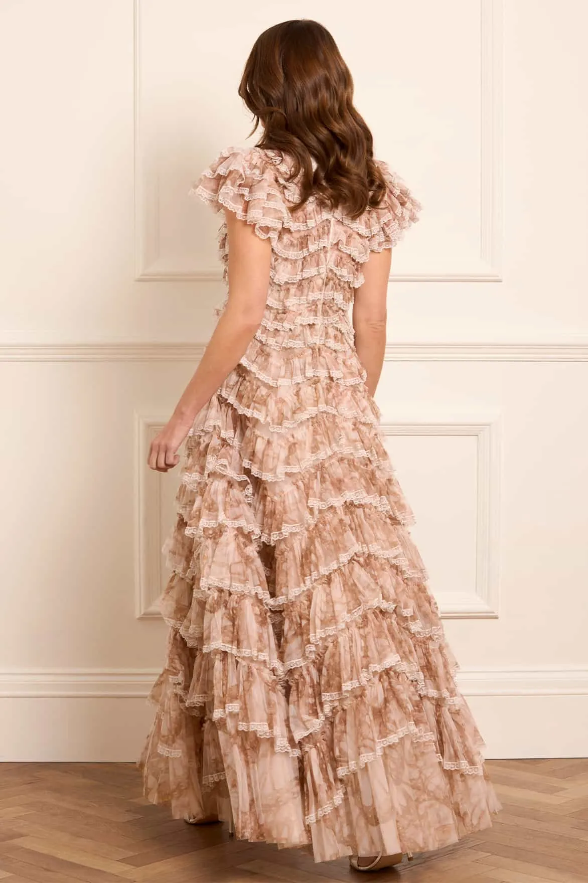 Flutter Ruffle Lace Gown