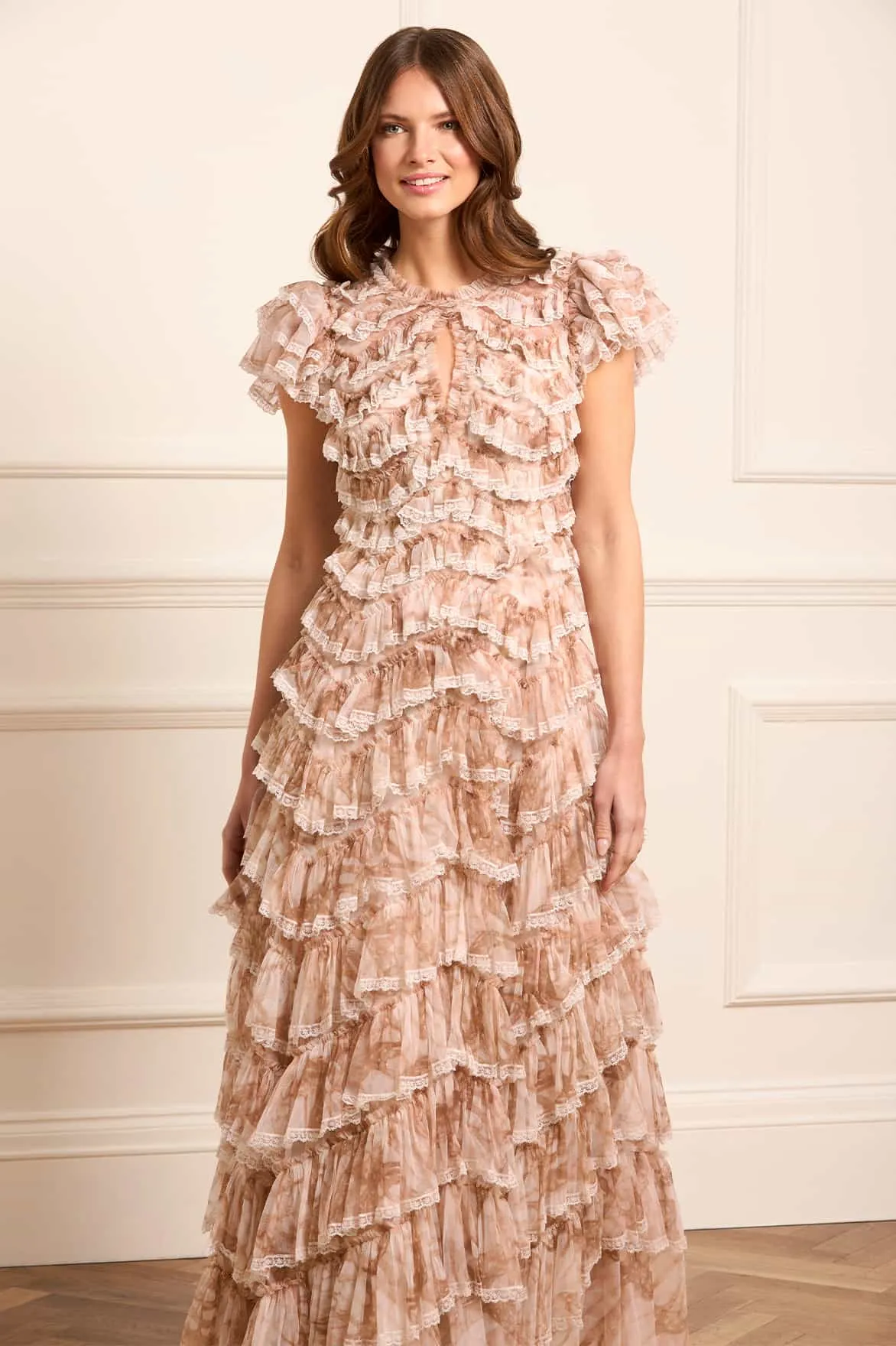 Flutter Ruffle Lace Gown