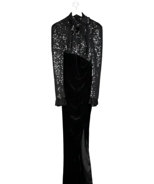 Galia Lahav Black Barbara Sequinned Top Maxi Dress With Silk Blend Blend Skirt UK 10