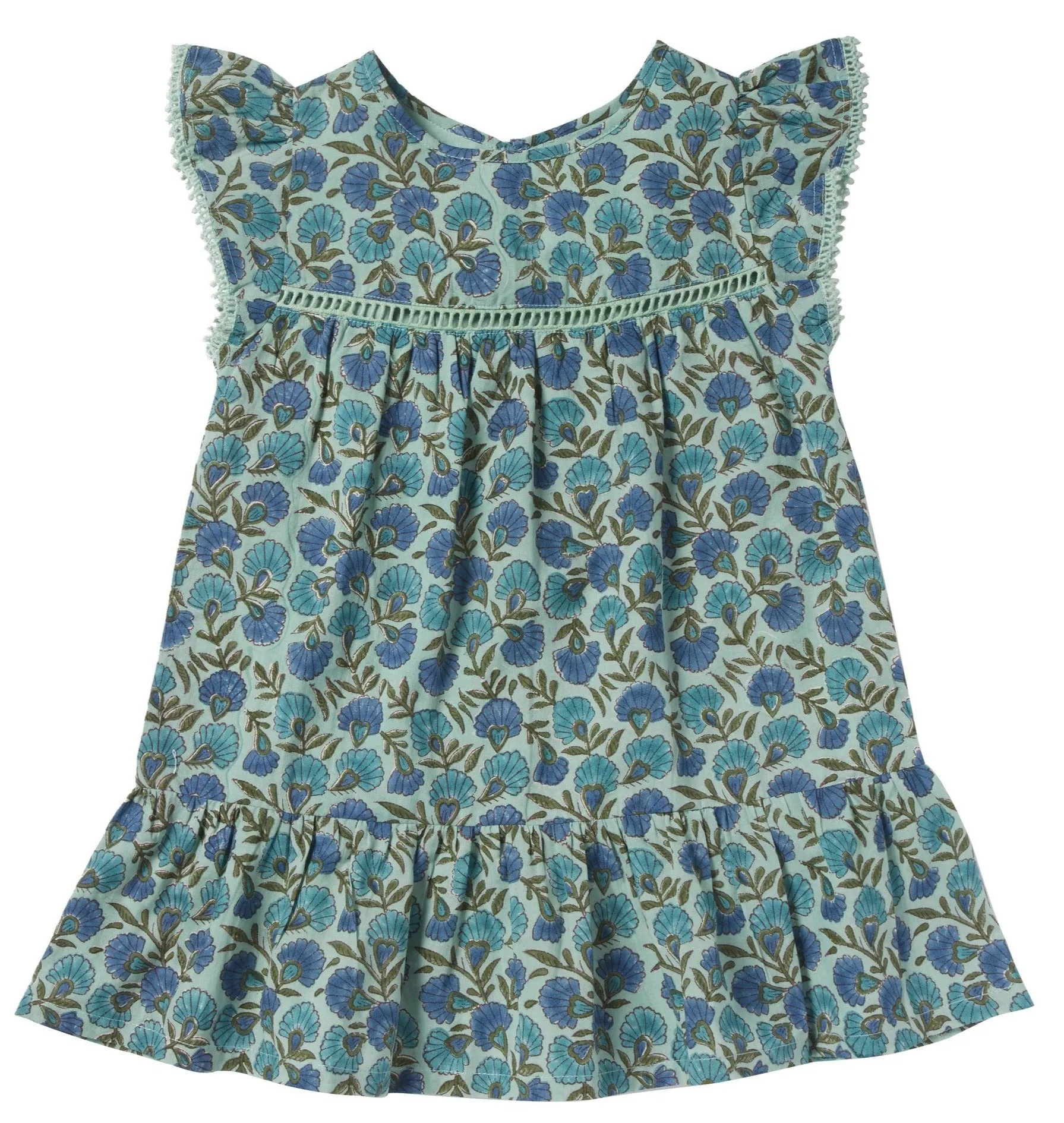 Girls Gentiane Green Flowers Dress