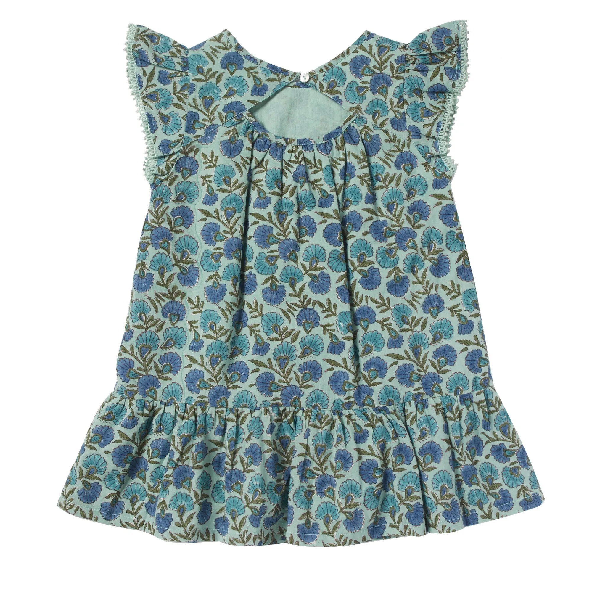 Girls Gentiane Green Flowers Dress
