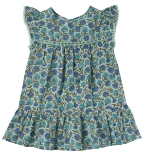 Girls Gentiane Green Flowers Dress