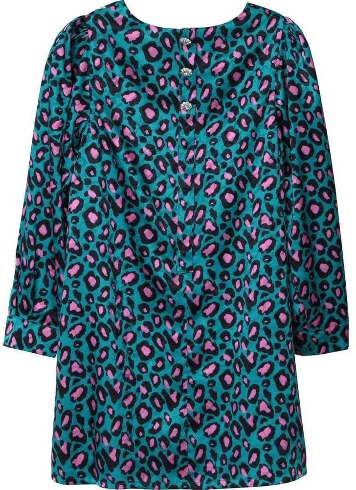 Girls Green Satin Bag Dress