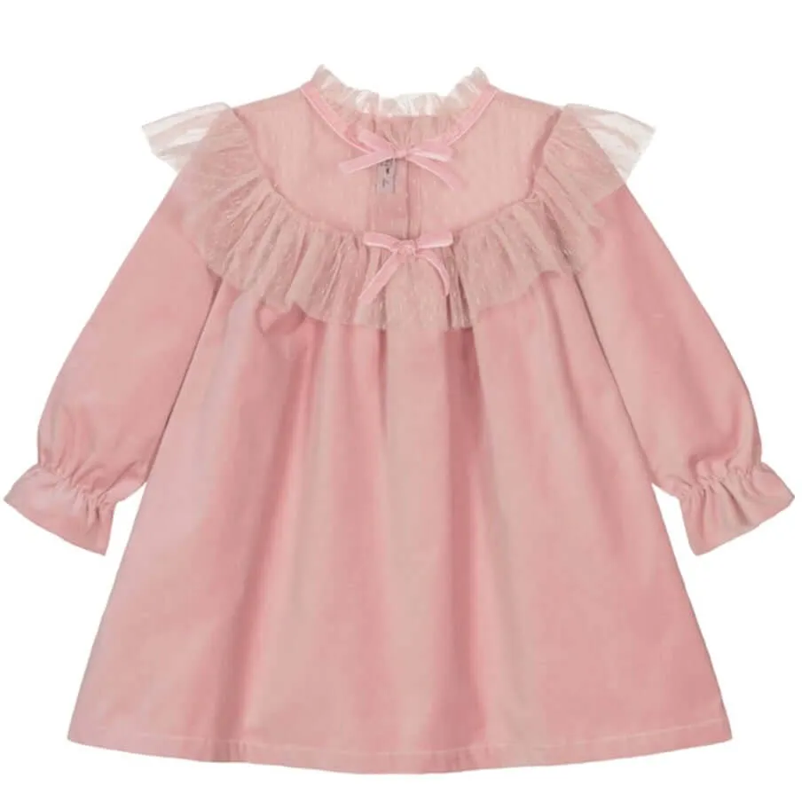 Girls Pink Velvet Dress