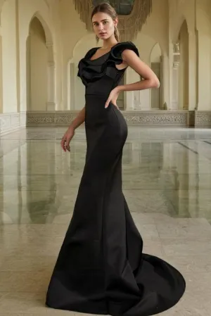 Gorgeous Black Off The Shoulder Satin Prom Dress