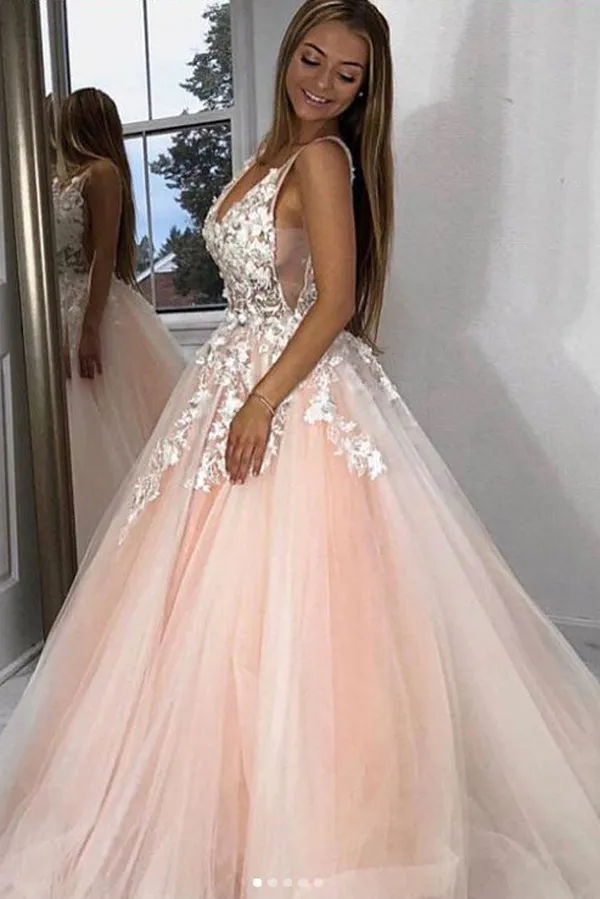 Gorgeous Lace Appliques Long Ball Gowns Prom Dresses Quinceanera Dresses, SP481