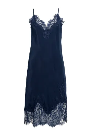 Grace Lace Silk Dress Navy