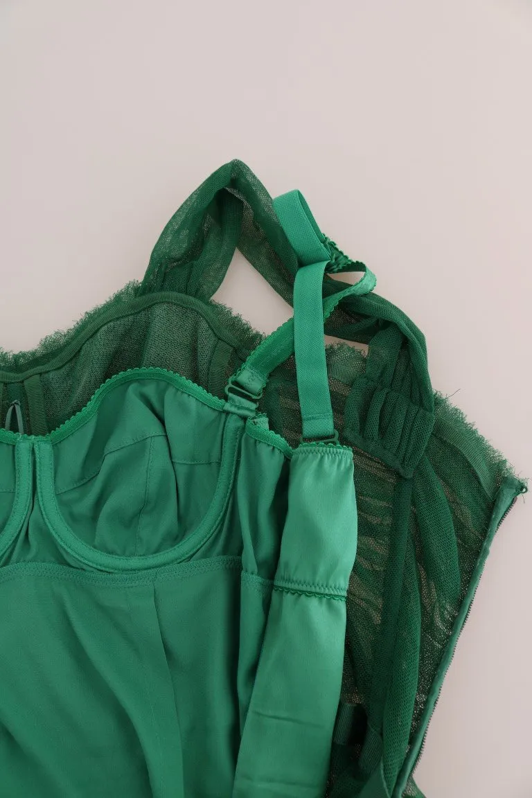 Green Banan Leaf Stretch Crystal Dress