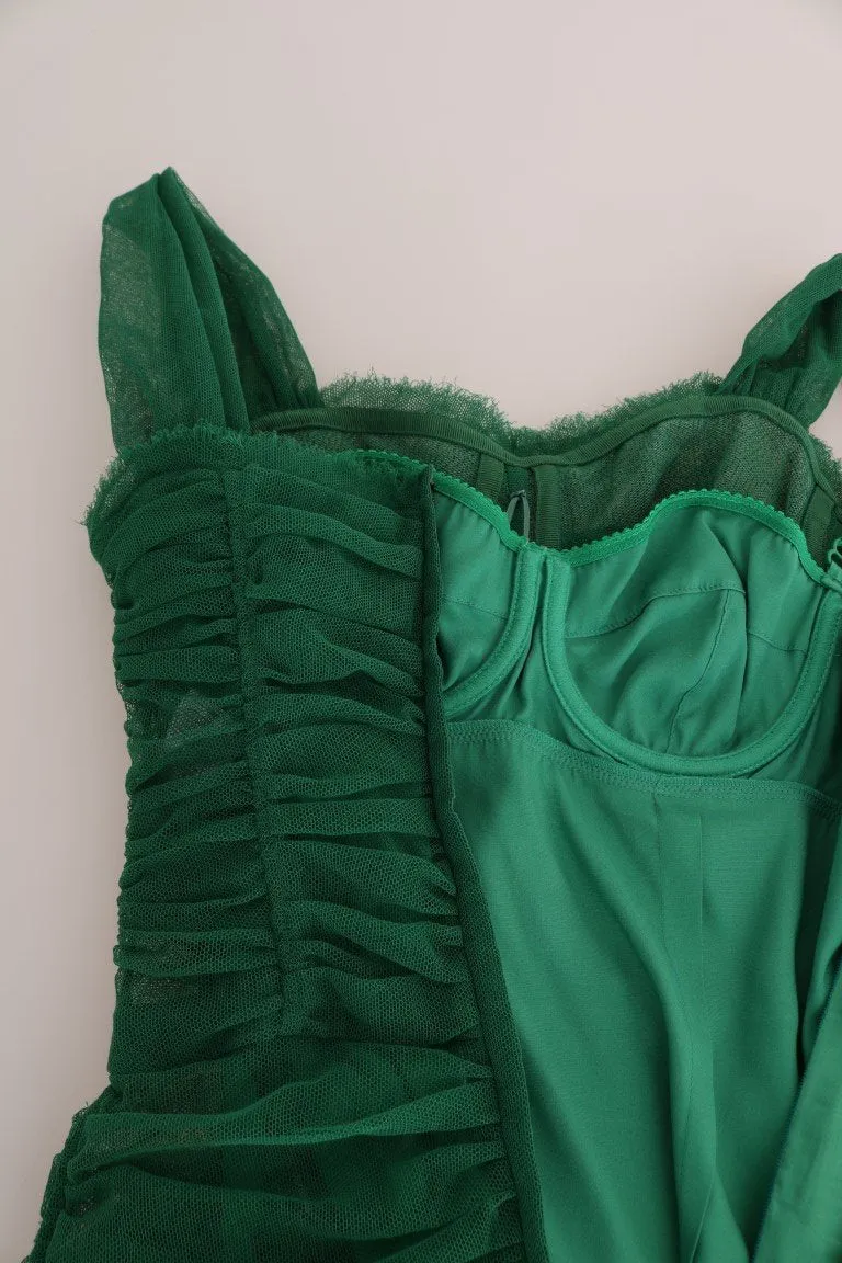 Green Banan Leaf Stretch Crystal Dress