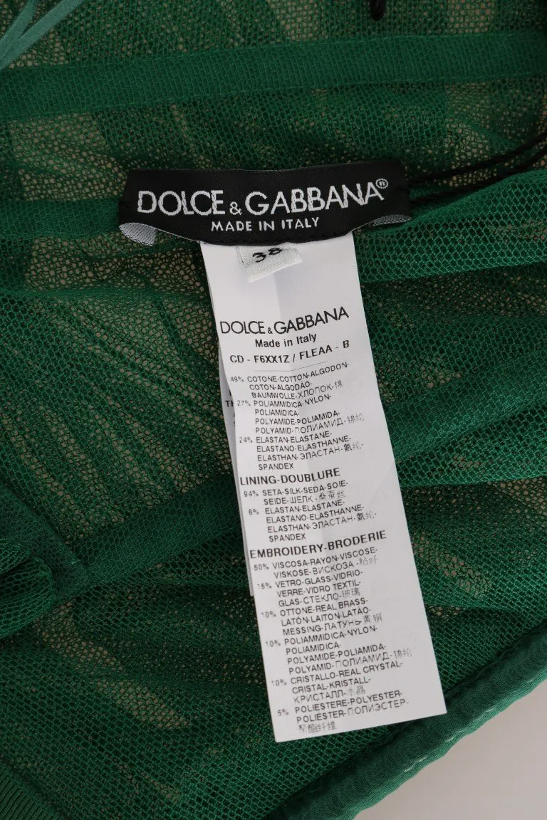 Green Banan Leaf Stretch Crystal Dress