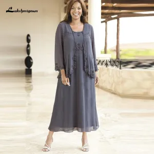 Grey Plus Size Mother Of The Bride Dresses with Jacket