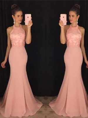 Halter Prom Dresses, Appliques Prom Dresses, Mermaid Prom Dresses, Long Prom Dresses,BG0422