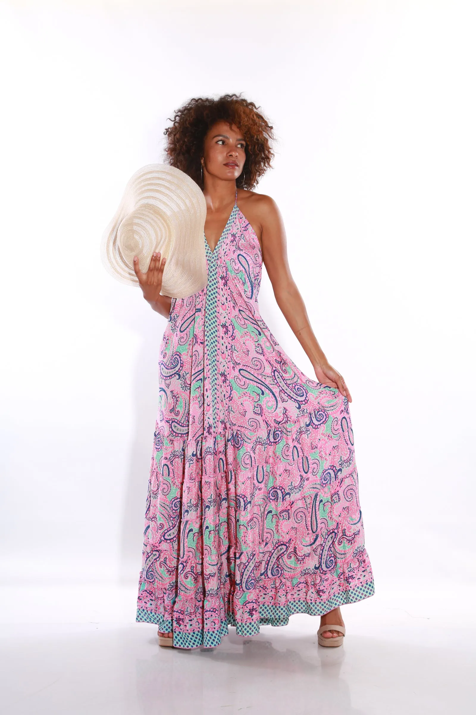 Happy Spaghetti maxi dress- Blush