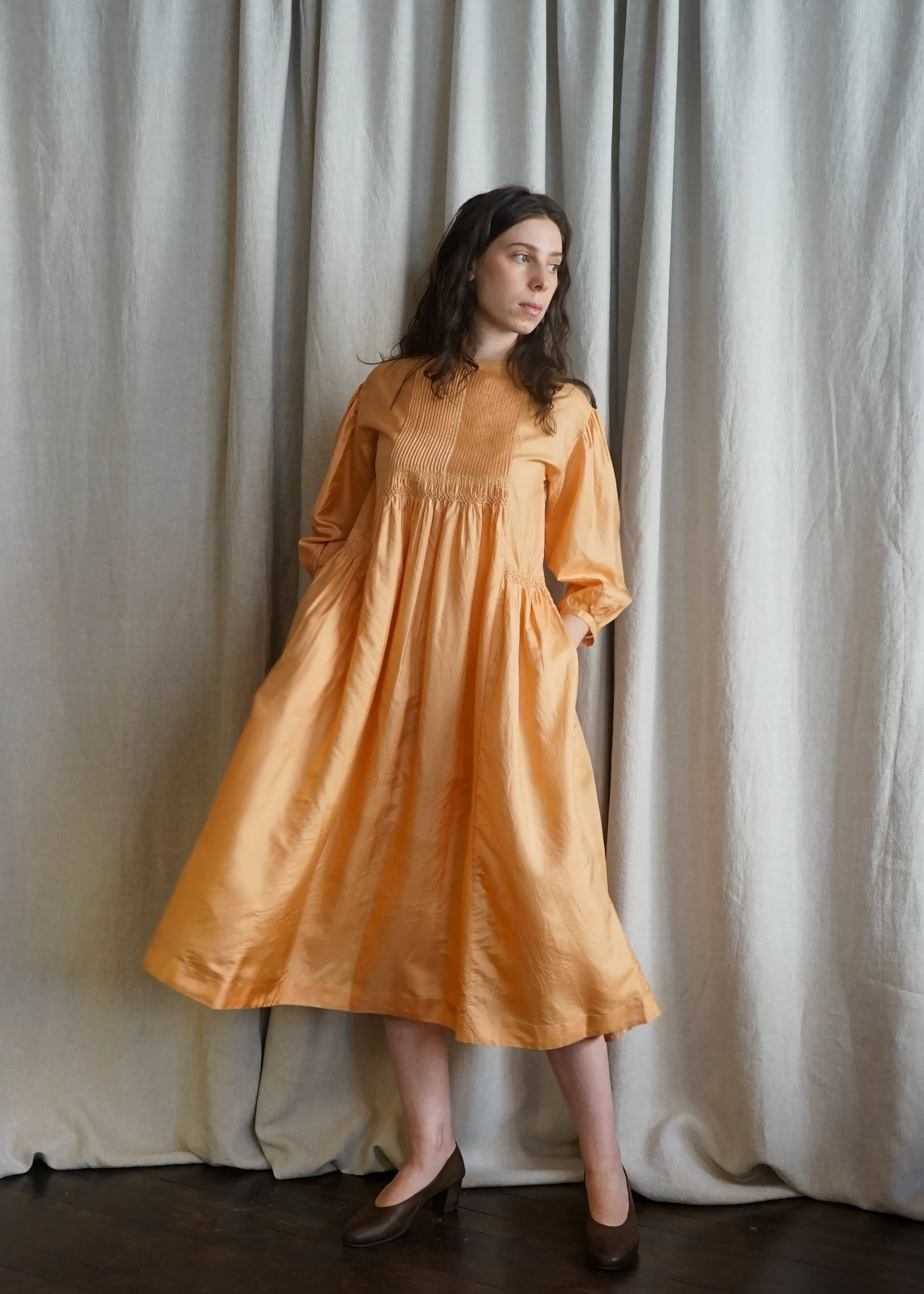 Hazel Orange Silk Dress