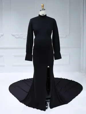 High Neck Mermaid Maternity Dress for Photo Shoots Photography Gown for Baby Shower YW230744