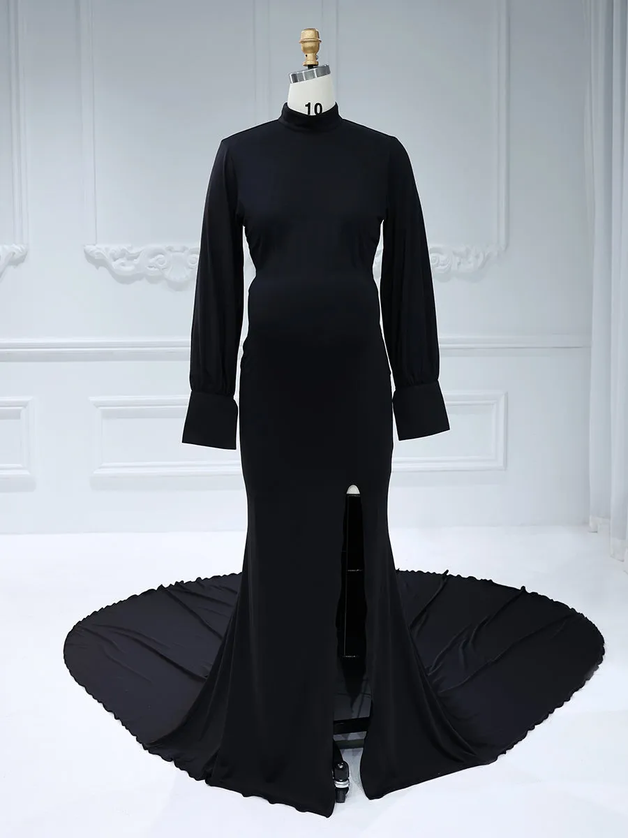 High Neck Mermaid Maternity Dress for Photo Shoots Photography Gown for Baby Shower YW230744