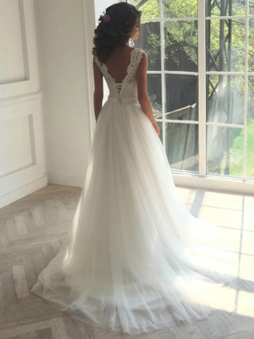 Illusion Lace A-line Cheap Wedding Dresses Online, Cheap Lace Bridal Dresses Online, TYP1176