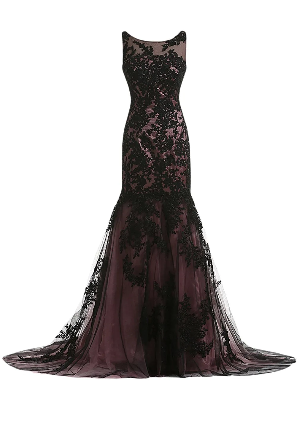 Illusion-neck Mermaid Evening Pageant Dress