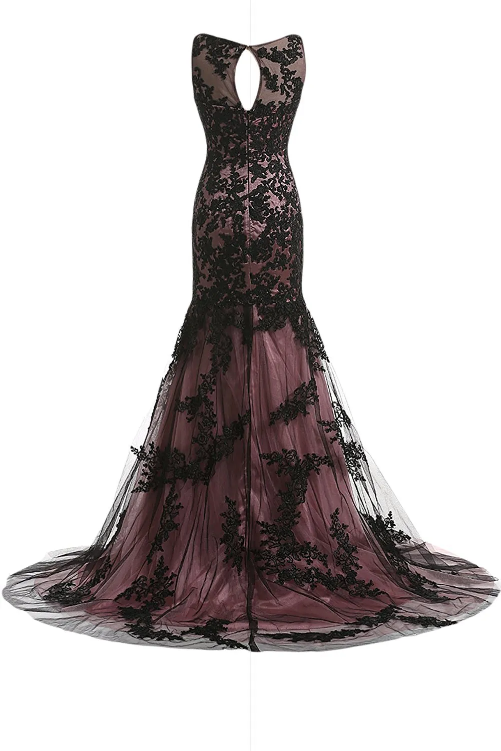 Illusion-neck Mermaid Evening Pageant Dress