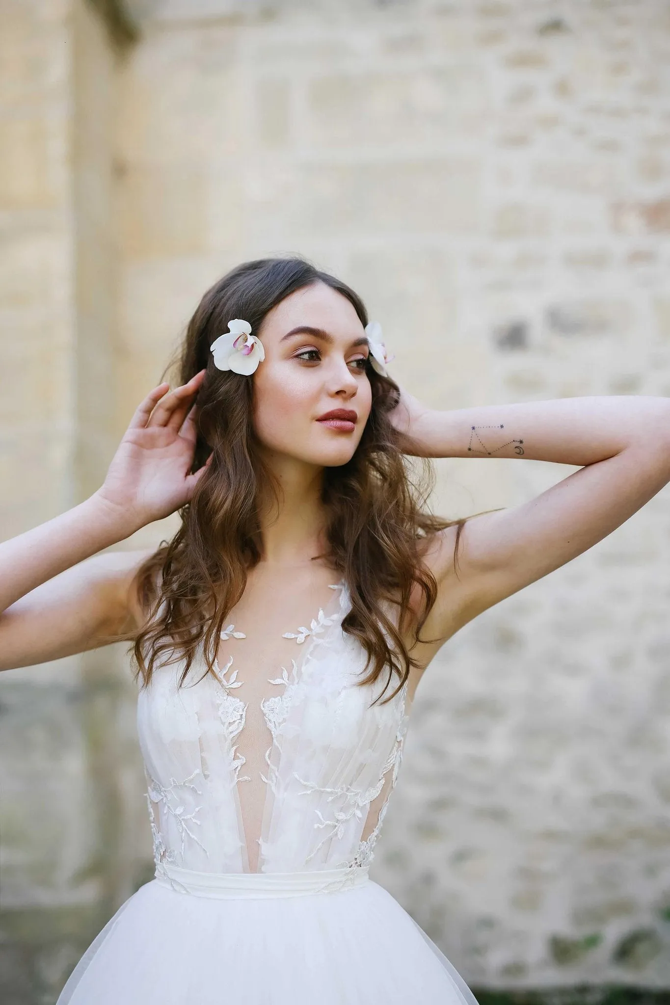 Illusion V-Neck A Line Wedding Dress Sexy See Though Back Bridal Gown CA046