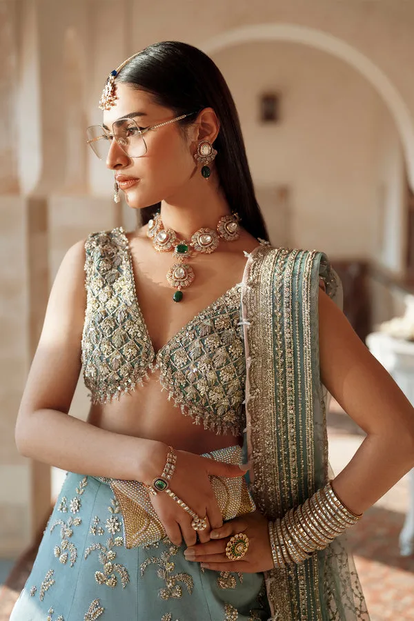 Indian Bridal Dress in Blue Lehenga and Choli Style