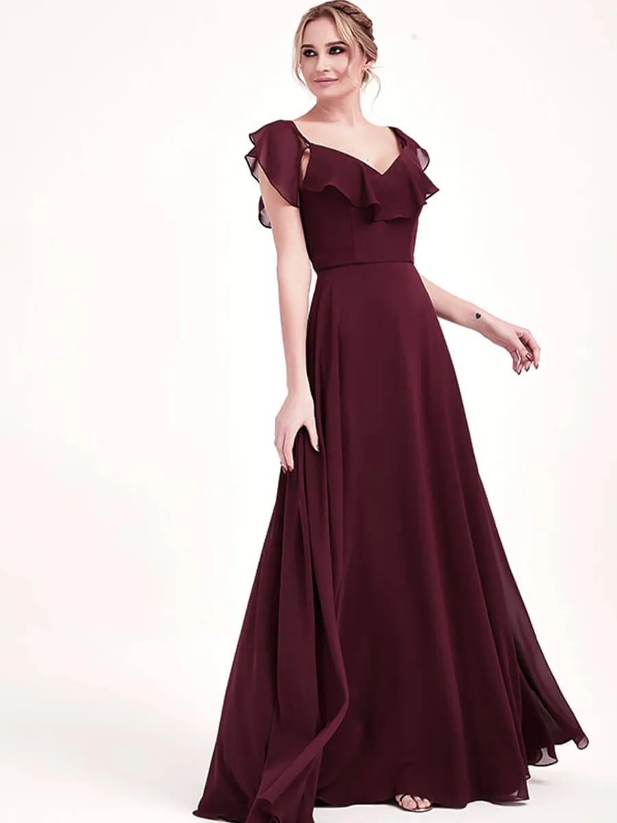 Ink Blue 1 Of 3 Ways Cap Sleeve Chiffon Convertible Bridesmaid Dress