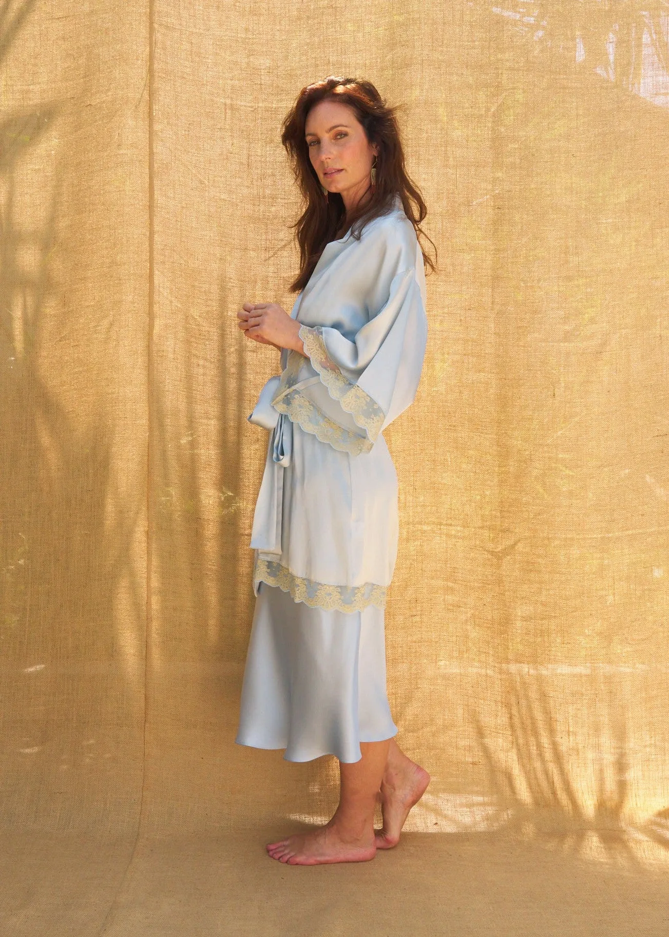 Ivy Slip in Azure Charmeuse Silk