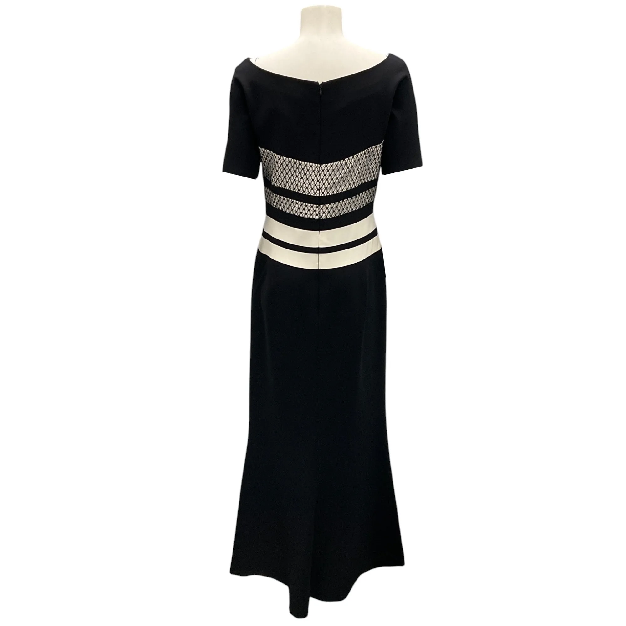 J. Mendel Black / White Fishnet Detail Gown / Formal Dress