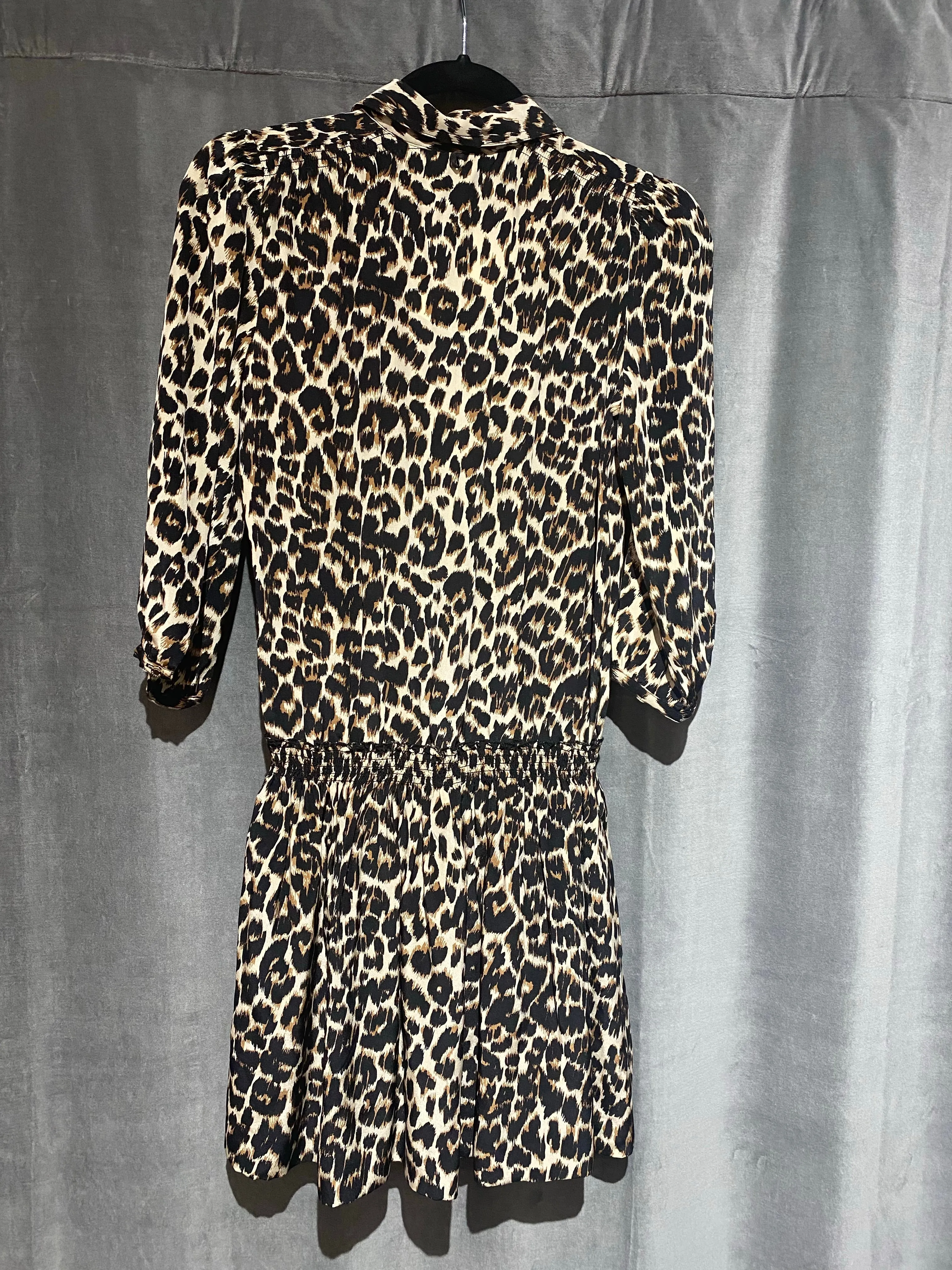 Juicy Couture Silk Leopard Buttondown Collared Mini Dress