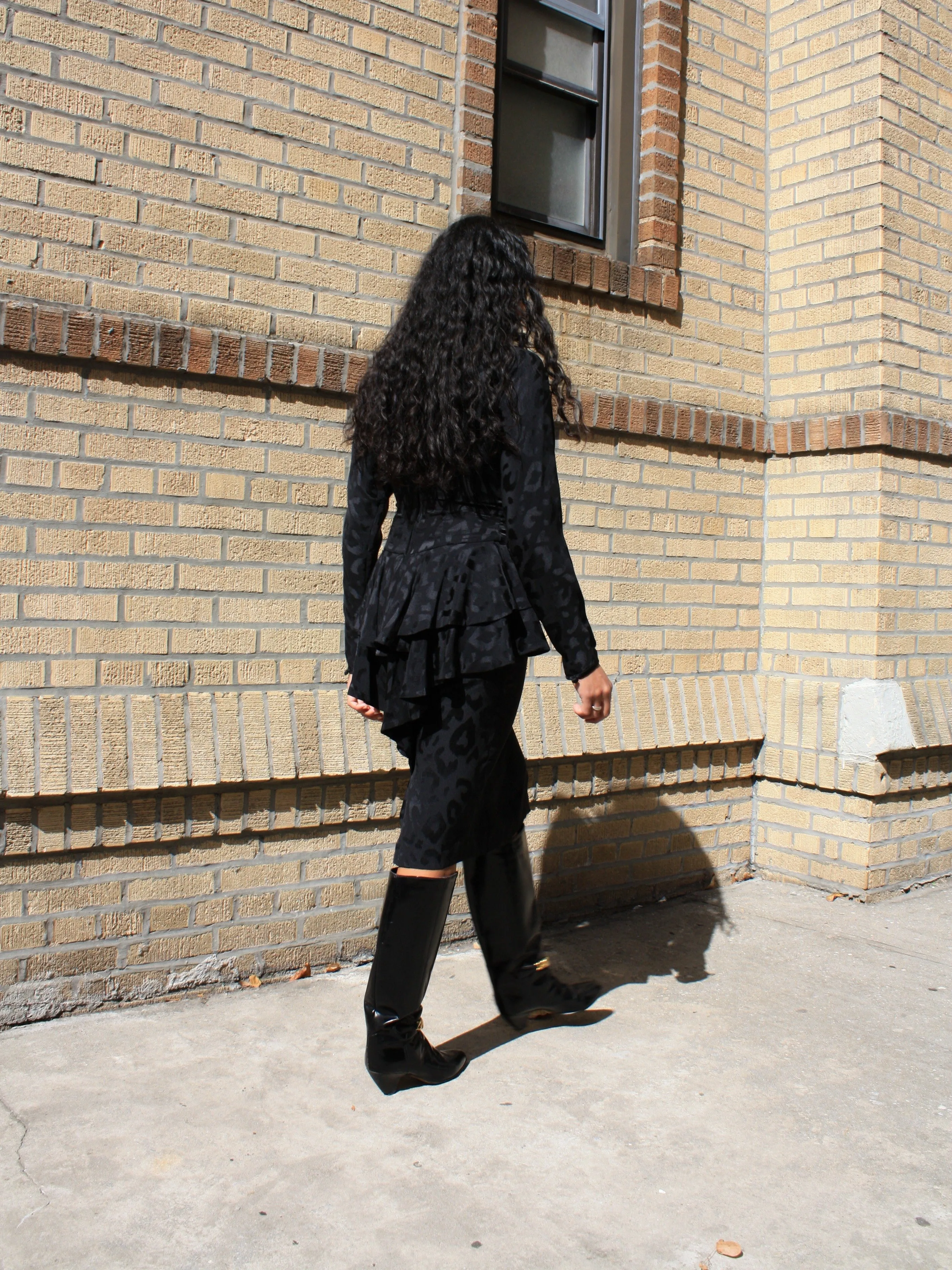 Keyhole Silk Peplum Dress