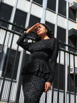 Keyhole Silk Peplum Dress