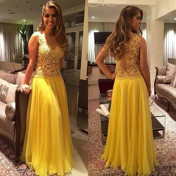 lace applique prom dresses 2020 sleeveless beaded chiffon a line yellow prom gown abendkleider 2021