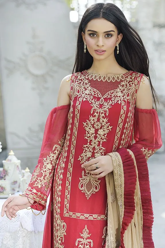 Lavish red crinkle chiffon dress for party wear # P2294
