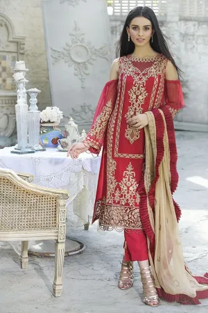 Lavish red crinkle chiffon dress for party wear # P2294