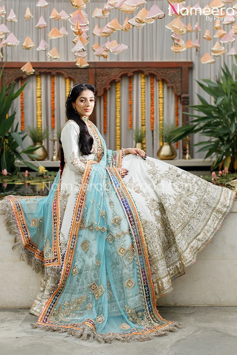 Lehenga Choli Off White Pakistani Bridal Dress #BS83