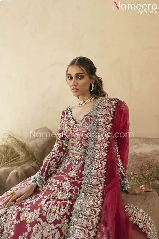 Lehnga Cholis Pakistani Maroon Bridal Dress #BS589