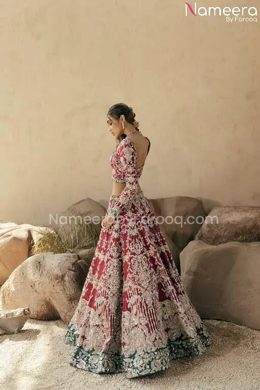 Lehnga Cholis Pakistani Maroon Bridal Dress #BS589