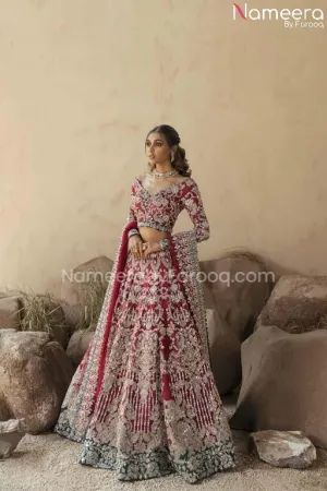 Lehnga Cholis Pakistani Maroon Bridal Dress #BS589