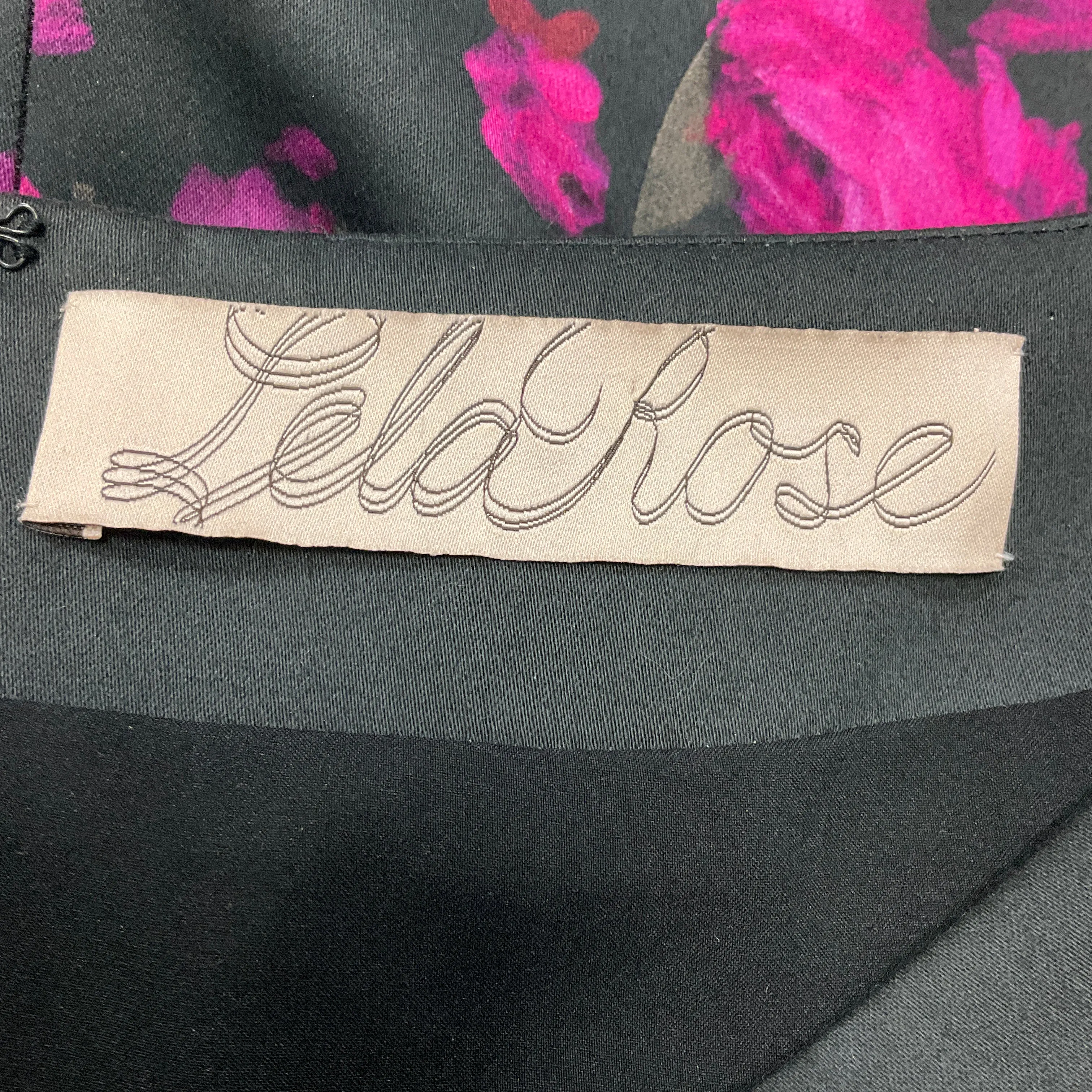 Lela Rose Black / Fuchsia Short Sleeved Floral Dress